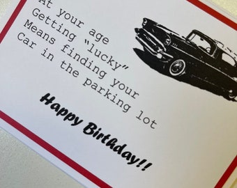 Humorous Handmade Automobile Birthday Greeting Card