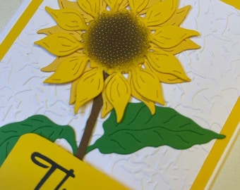 Handmade Sunflower Blank Thank You Greeting Card