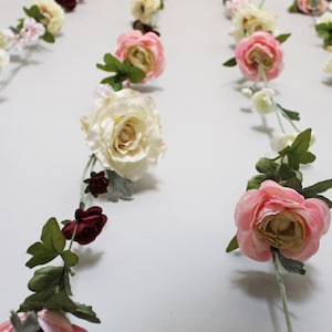 Romantic Burgundy & Blush Floral Garland for Weddings, Bridal Showers, and Engagement Parties