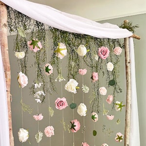 Hanging Flowers, Wedding Flower Garland Backdrop, Flower Garland Wall Decor, Hanging Flowers Garland, Hanging Floral Decor, Wedding Garland