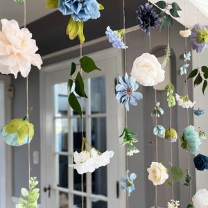 Dusty Blue Wedding Hanging Flowers, Wedding Flower Garland, Flower Garland Wall Decor, Dusty Blue Flowers