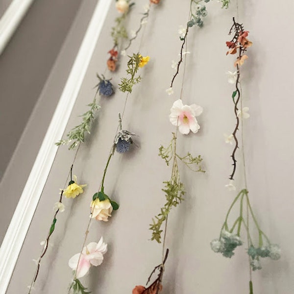 Hanging Flower Garland, Wildflower Garland, Floral Garland, Hanging Flowers, Wedding Flower Garland, Hanging Flower Backdrop