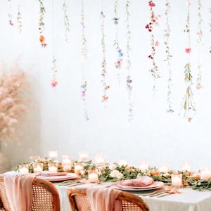 Wildflower Wedding Garland – Boho Hanging Floral Strands for Ceremony Arch, Photobooth & Head Table Backdrop