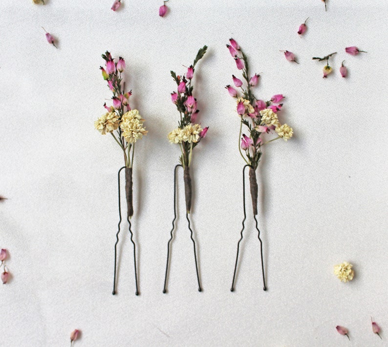 Preserved Flower Hair Pins Bridal Hair Pins Dried Flower Etsy
