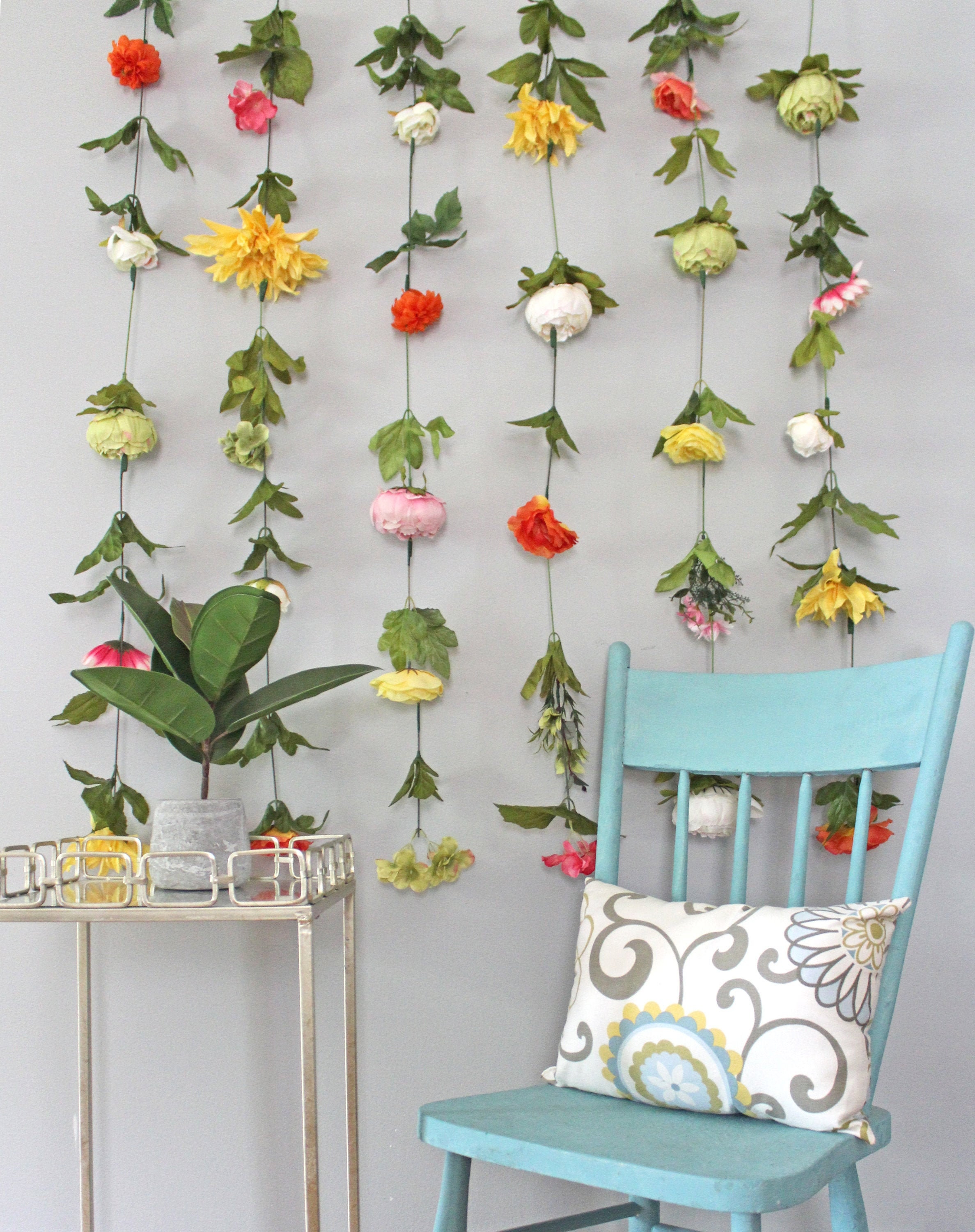 Flower Garland Hanging Flower Garland Wall Decor Flower Etsy UK