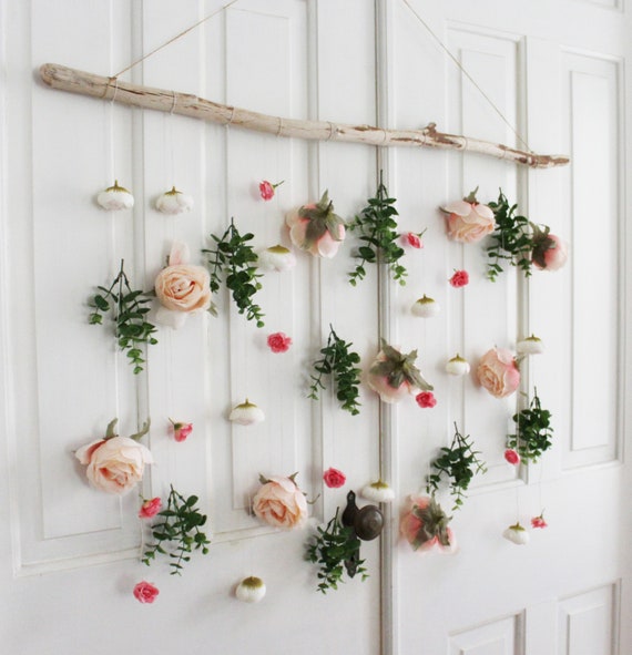 Boho Flower Wall Hanging, Eucalyptus Wall Hanging, Flower Wall Hanging,  Boho Wall Hanging, Greenery Hanging Wall Hanging Boho Home Decor 