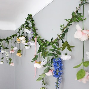 Hanging Flower Backdrop, Wedding Flower Garland, Wedding Ceremony Backdrop, Silk Flower Garland, Wedding Flower Wall image 1