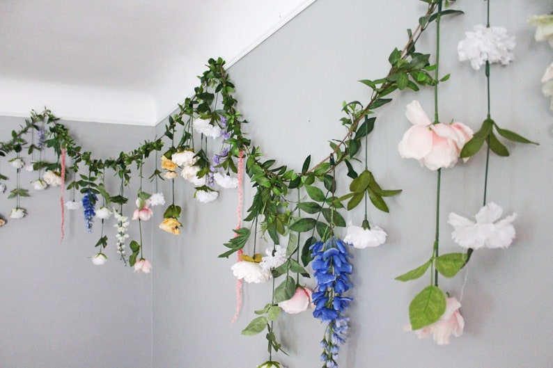 Hanging Flower Backdrop, Wedding Flower Garland, Wedding Ceremony Backdrop, Silk Flower Garland, Wedding Flower Wall image 1