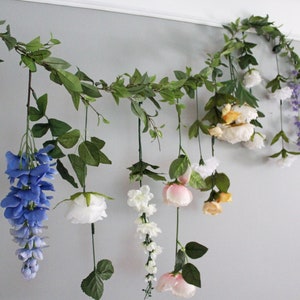 Hanging Flower Backdrop, Wedding Flower Garland, Wedding Ceremony Backdrop, Silk Flower Garland, Wedding Flower Wall image 7