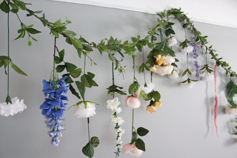 Hanging Flower Backdrop, Wedding Flower Garland, Wedding Ceremony Backdrop, Silk Flower Garland, Wedding Flower Wall image 7