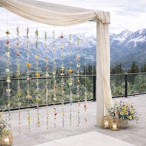Wildflower Wedding Backdrop Strands, Hanging Floral Garland, Lightweight Ceremony Decor, Boho Wall Flowers