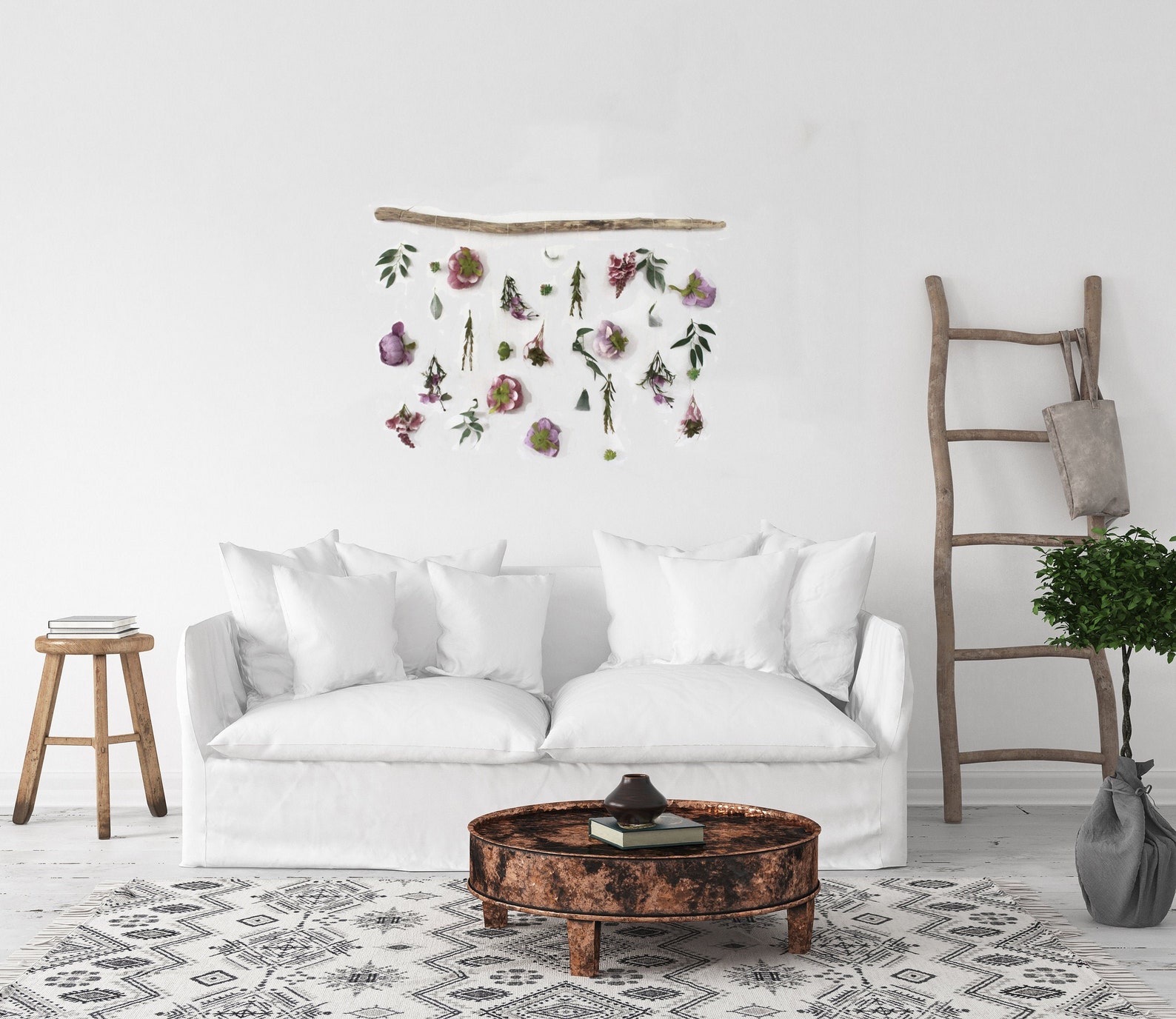 Boho Home Decor Flower Wall Hanging Boho Flower Wall Hanging Etsy