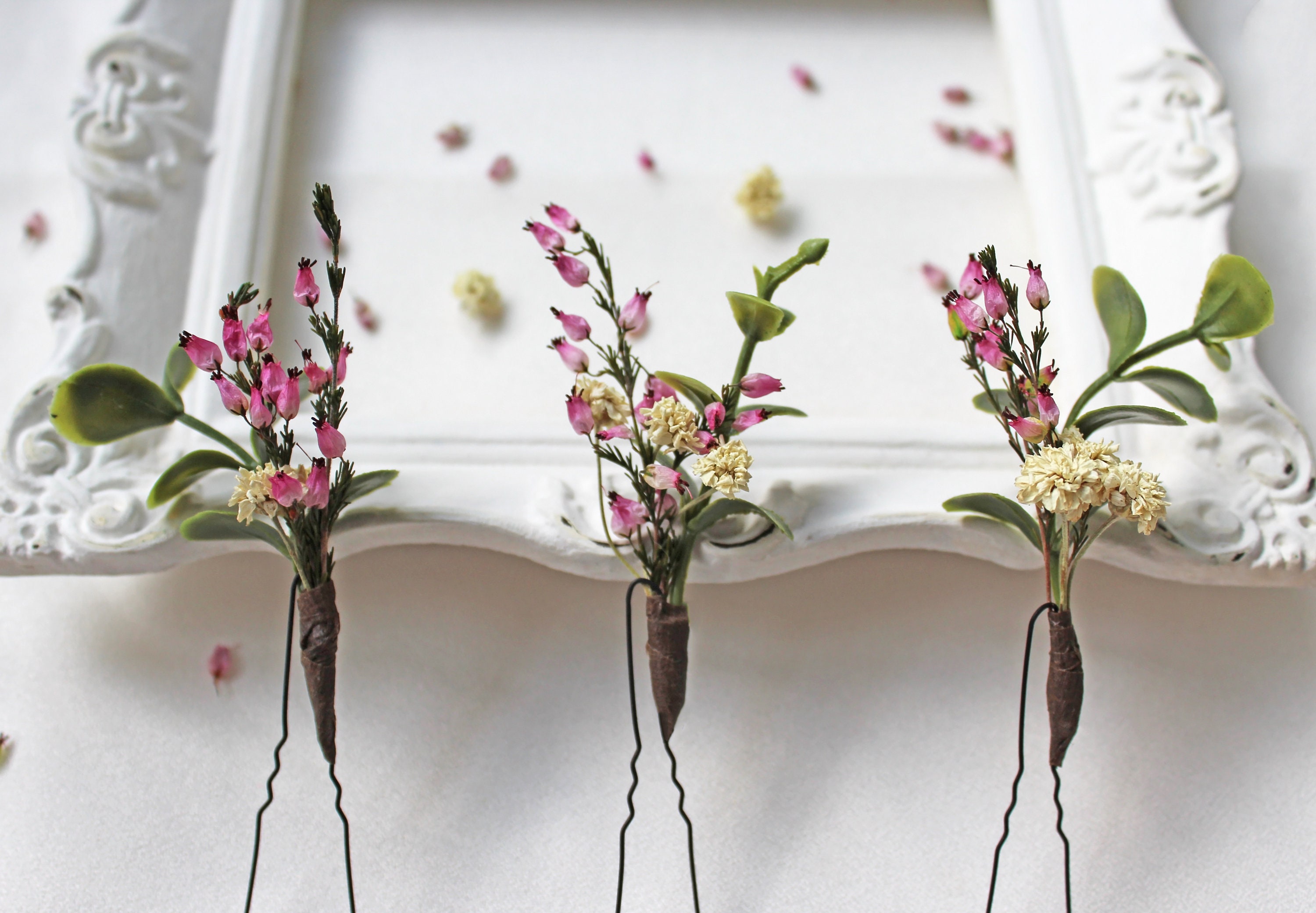 2F【Dried flower hairpin】Spring flower/Wedding small things
