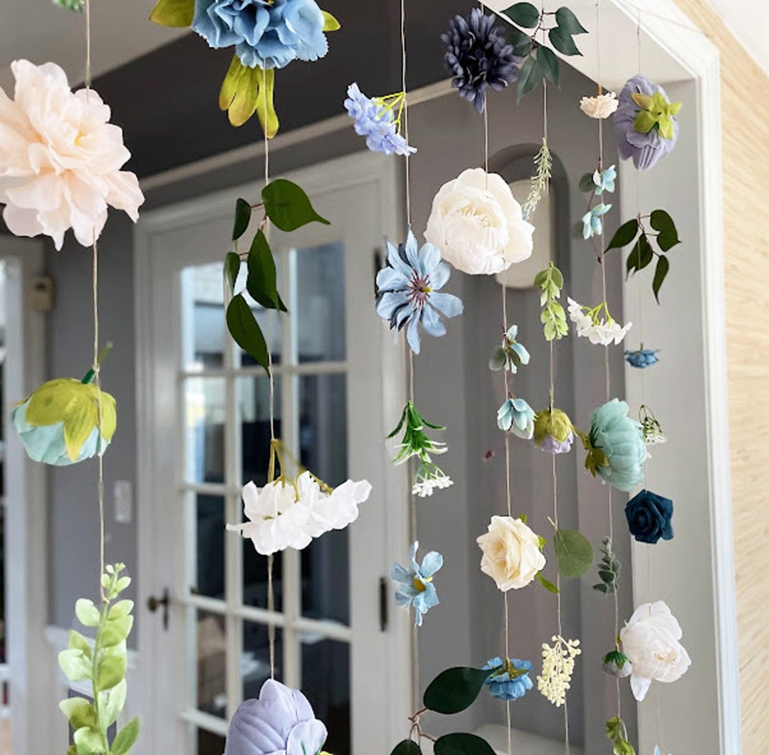 Dusty Blue Wedding Hanging Flowers, Wedding Flower Garland, Flower
