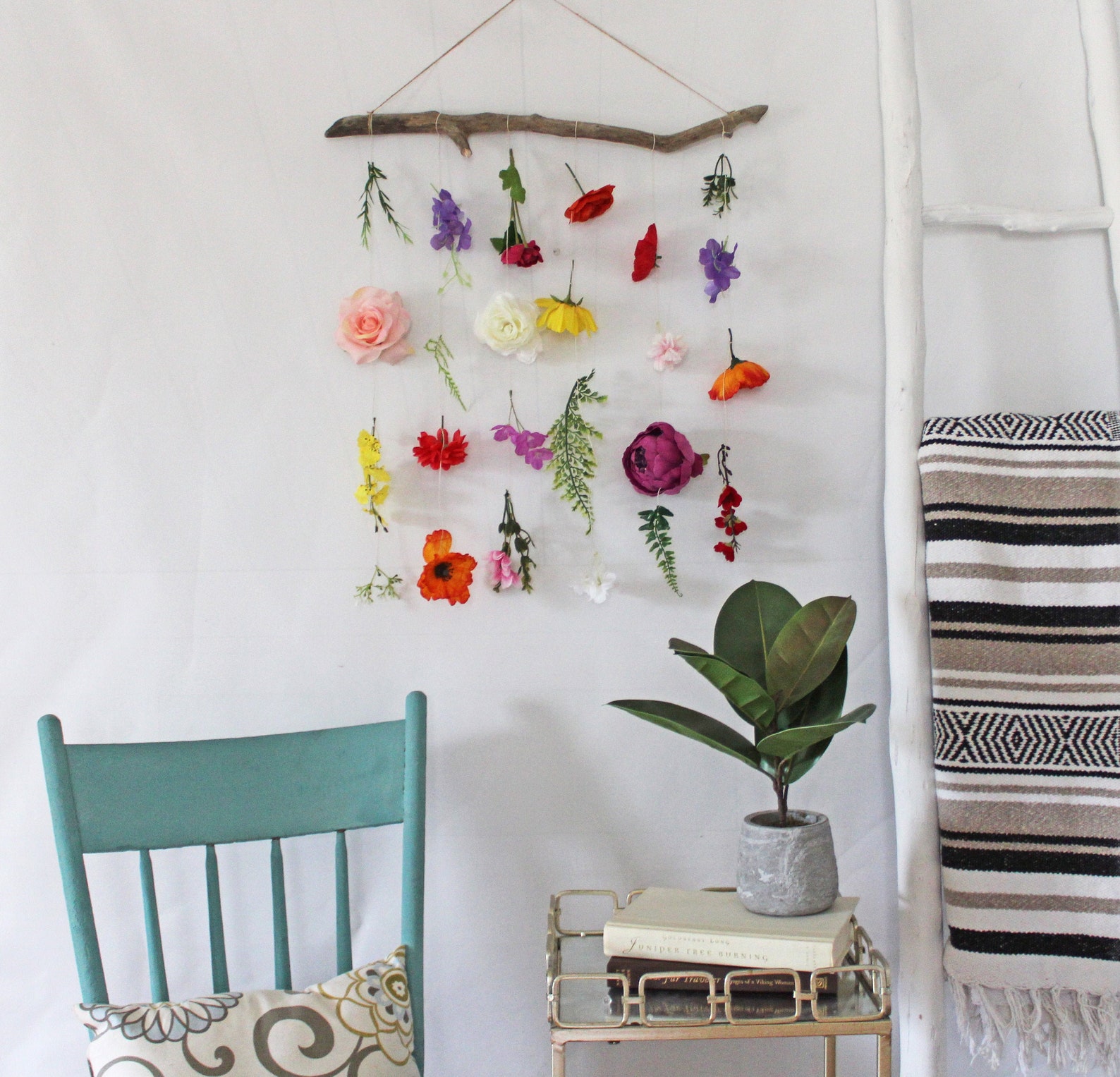 Boho Decor Flower Wall Hanging Boho Wall Decor Boho Flower Etsy