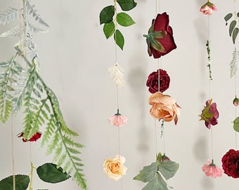 Hanging Flowers, Wedding Flower Garland, Flower Garland Wall Decor, Flower Garland Nursery