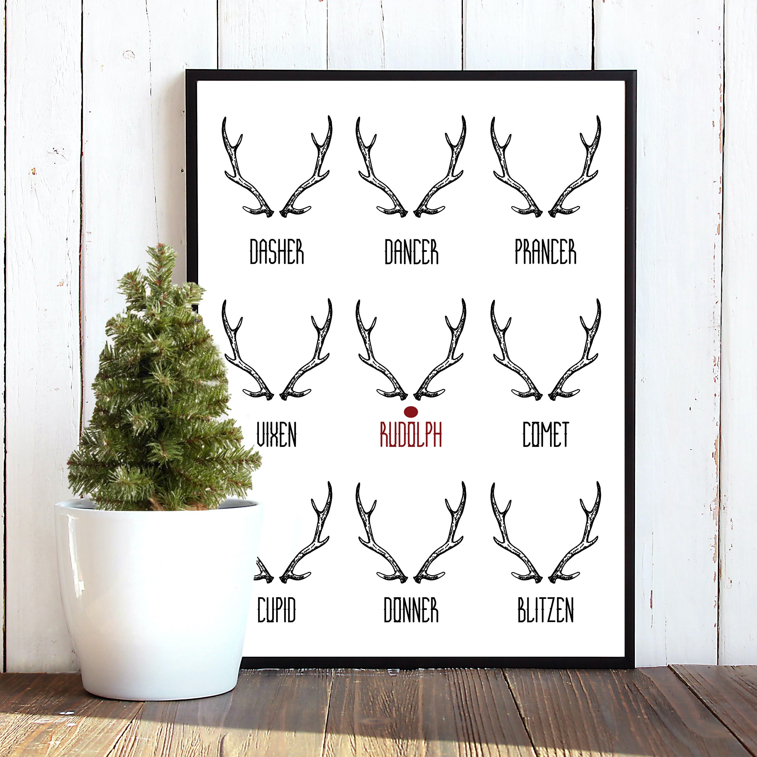 Original Wall Art / Christmas Reindeer / Home Decor / Rudolph Etsy