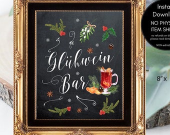 Gluhwein bar sign, christmas wedding sign, holiday wedding sign, chalkboard wedding sign, printable wedding sign, 8 x 10, you print