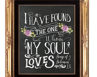 digital wedding sign,16x20 printable wedding sign,I have found the one whom my soul loves sign,I have found the one sign navy wedding sign