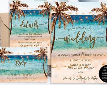 Beach Wedding Invitation Etsy