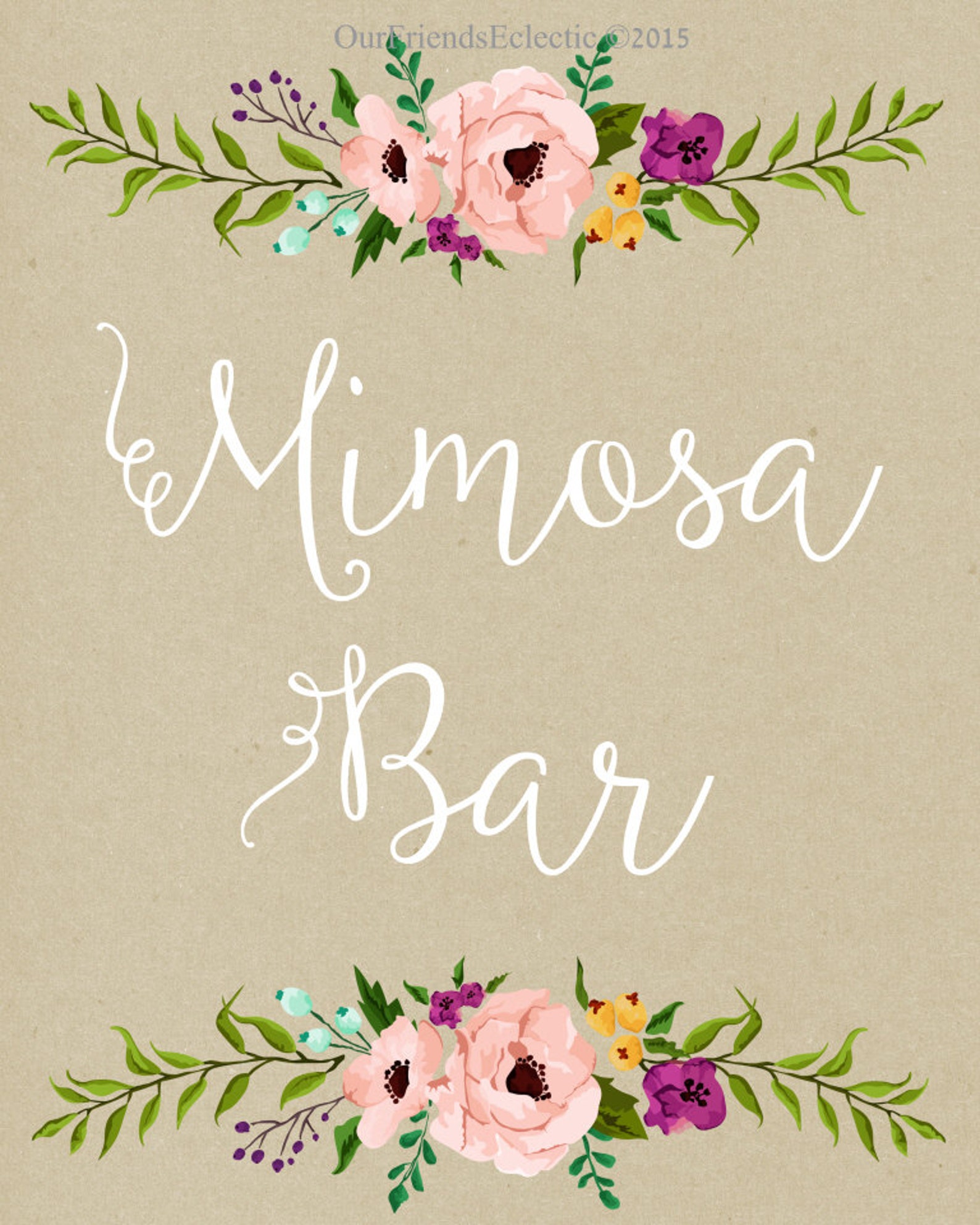 Printable mimosa Bar sign digital mimosa sign bridal shower | Etsy
