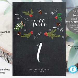 tis the season table numbers template, table numbers Printable, christmas table number, templett, holiday table no, rustic, you print, 5x7