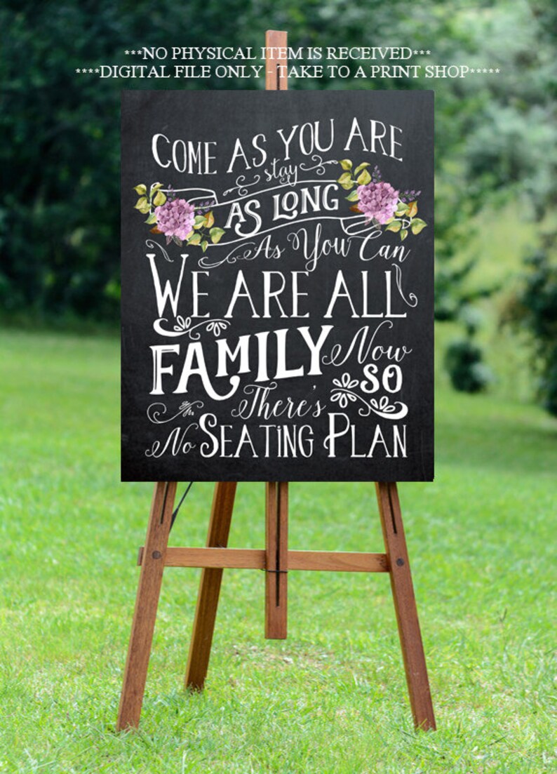 Come as You Are Sign No Seating Plan Sign Chalkboard Wedding Etsy