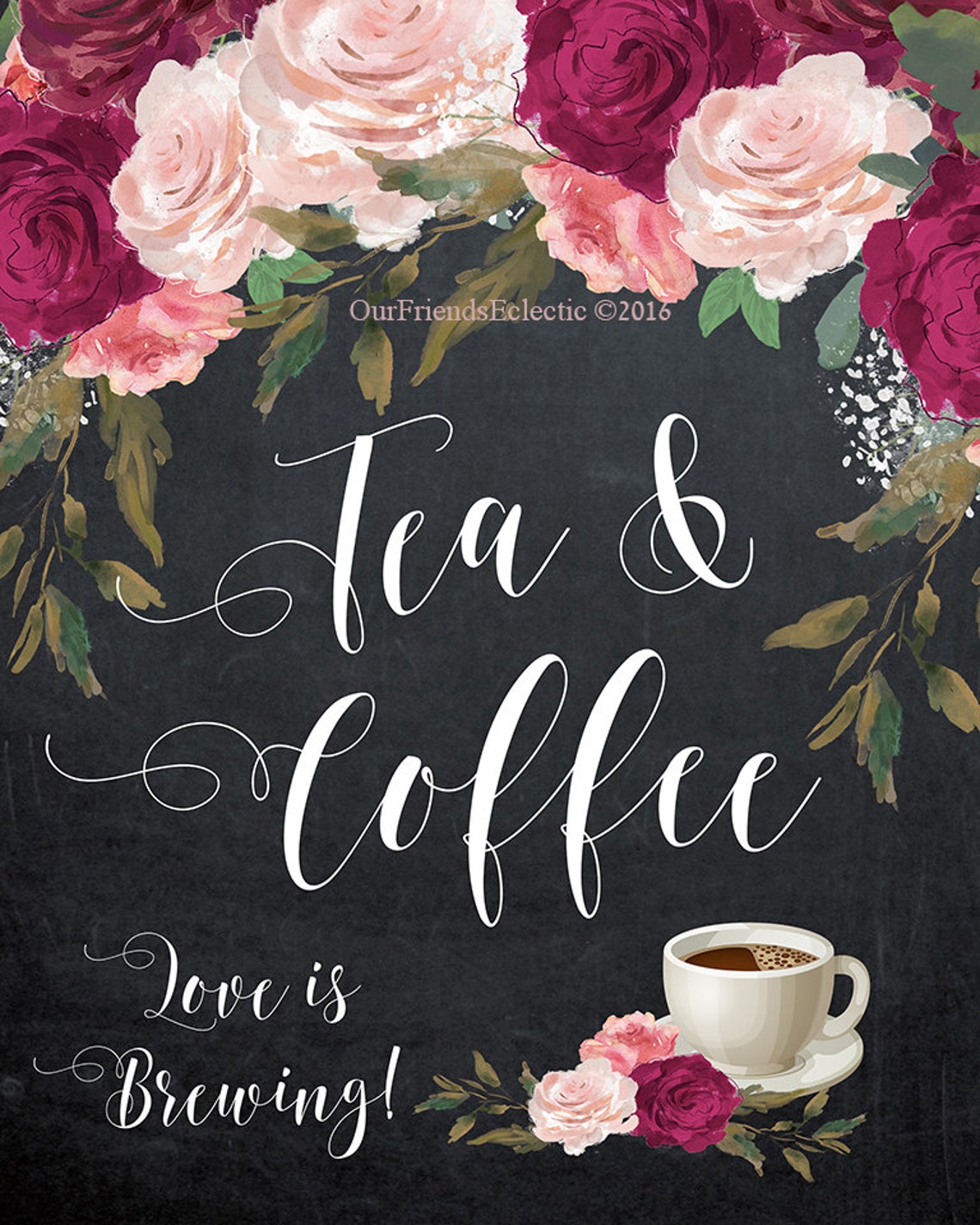 Tea and Coffee Sign Printable Tea Coffee Sign Digital Tea - Etsy