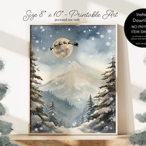 Winter wonderland christmas art digital download, winter scene art printable, winter art, printable holiday wall decor, 18 x 24, you print