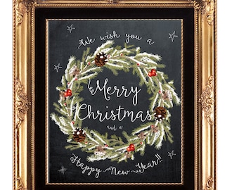 christmas printable, christmas print, printable christmas sign, holiday print, merry Christmas print, chalkboard christmas, 8x10, 5x7,