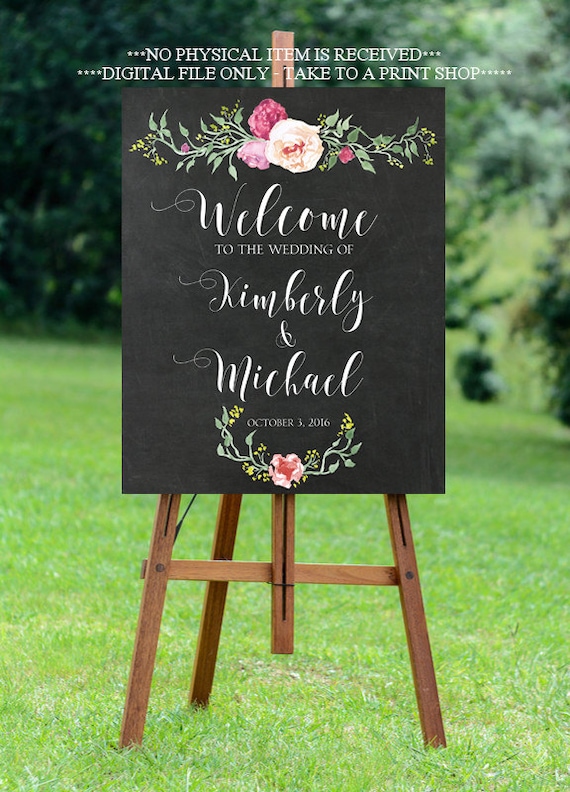 Chalkboard wedding sign printable wedding sign custom Etsy