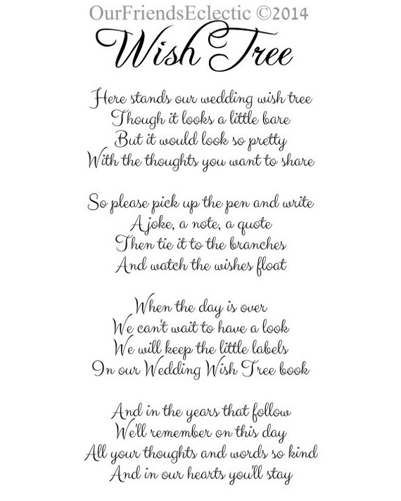 Wish Tree Poem Wishing Tree Sign 8 X 10 No Background For Etsy