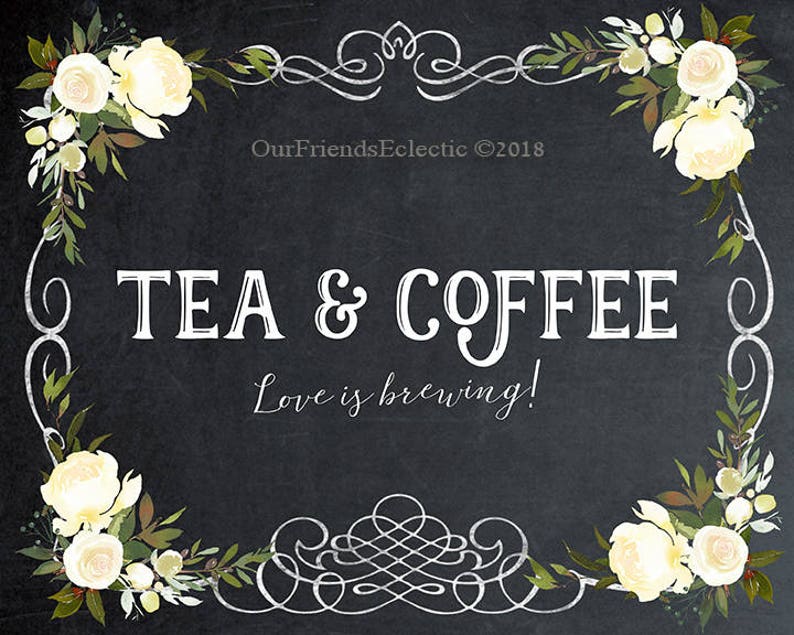 Printable Tea and Coffee Sign, Wedding Tea Coffee Sign, Tea and Coffee ...