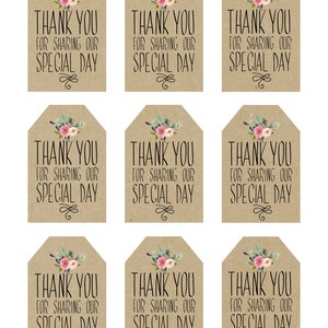 printable wedding favor tags, thank you printable tags, digital thank you tags, rustic thank you tags, rustic wedding tags, you print