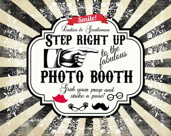 Vintage Wedding Photo Booth Sign, Grunge Style (Digital Download)