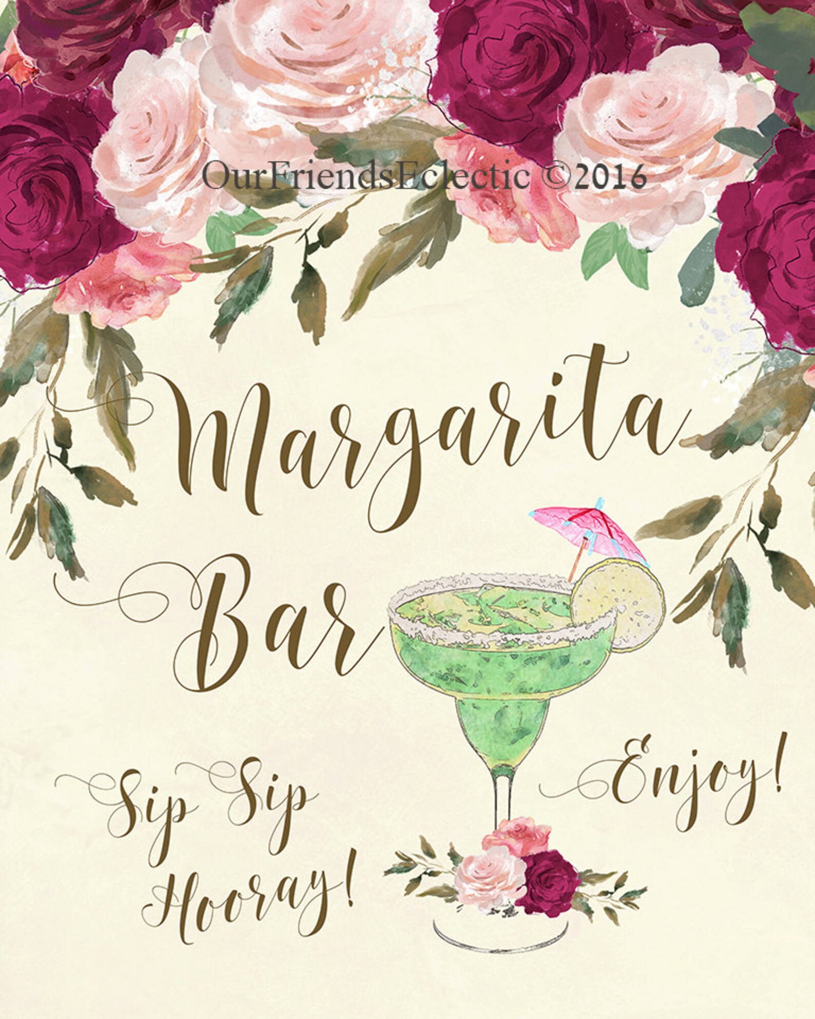 Margarita Bar Sign Ivory Margarita Bar Sign Printable Etsy UK