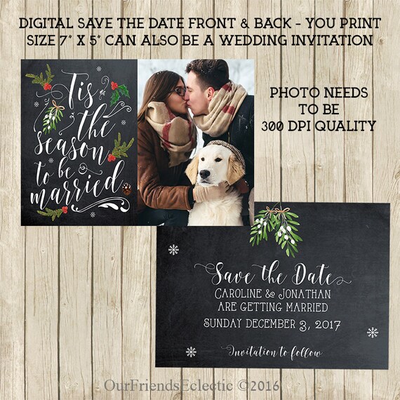 Christmas Save The Date Printable Save The Date Chalkboard Etsy