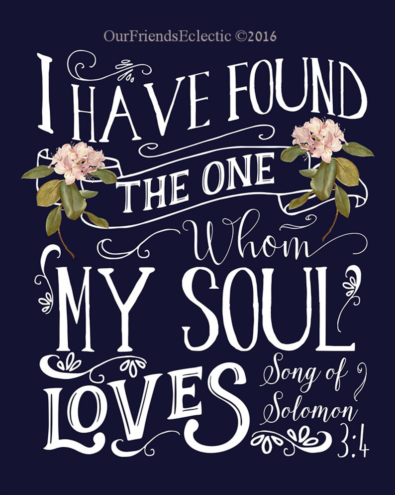 digital wedding sign,16x20 printable wedding sign,I have found the one whom my soul loves sign,I have found the one sign navy wedding sign