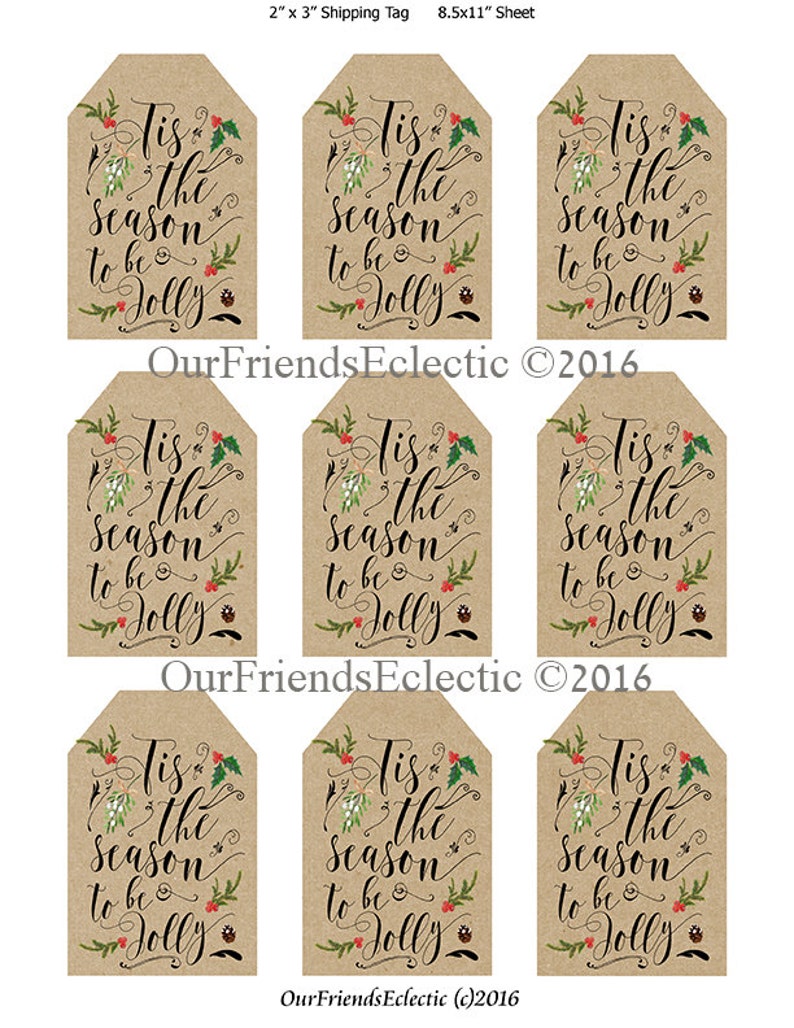 christmas labels kraft christmas tags,red christmas tags digital christmas tags Tis the season to be jolly tags Printable Christmas tags