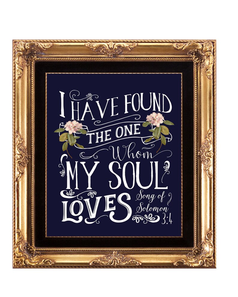 digital wedding sign,16x20 printable wedding sign,I have found the one whom my soul loves sign,I have found the one sign navy wedding sign
