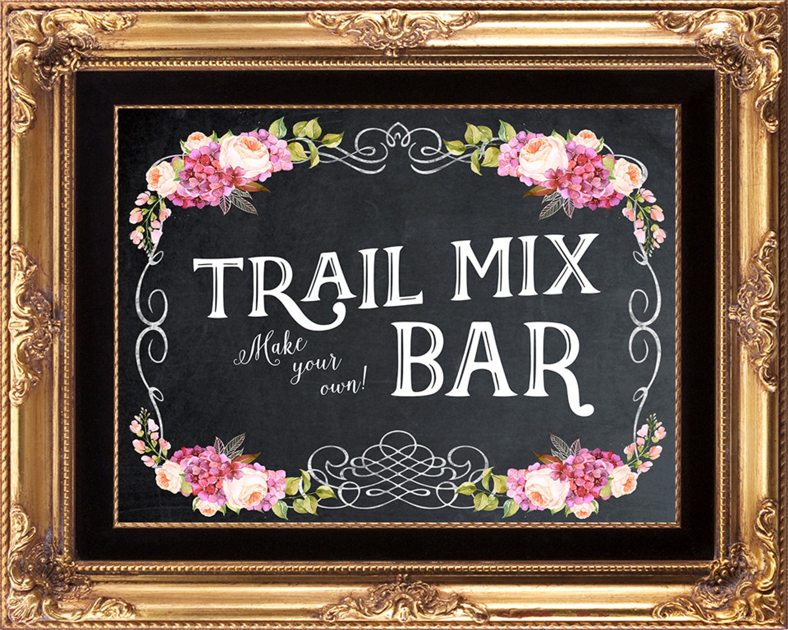 Floral Wedding Sign Printable Trail Mix Bar Sign Digital Etsy