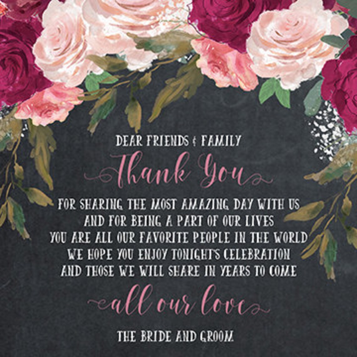 Thank You Place Card Printable Thank You Cards Wedding Thank Etsy UK