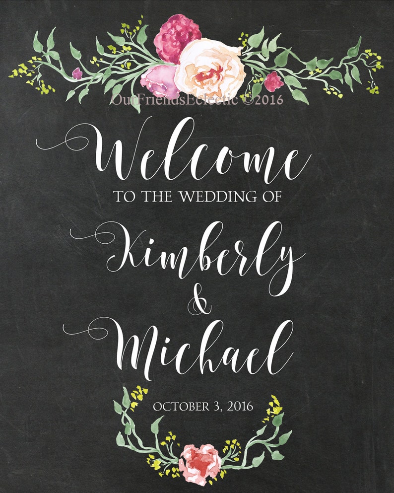 Chalkboard wedding sign printable wedding sign custom Etsy