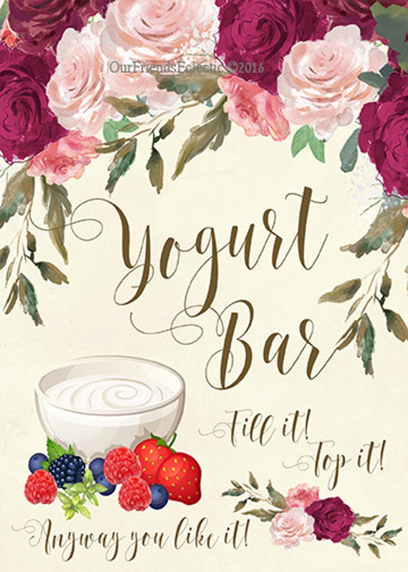 Yogurt Bar Sign Printable Yogurt Bar Sign Digital Yogurt Bar Etsy UK
