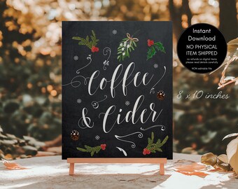 Christmas Coffee & Cider Sign | Chalkboard Wedding Bar Sign | 8x10 Digital Download
