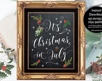 Christmas in July sign, christmas chalkboard sign, holiday wedding sign, chalkboard wedding sign, printable christmas party sign, 8x10