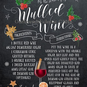 Mulled Wine Print, Christmas Printable, Christmas Print, Printable ...