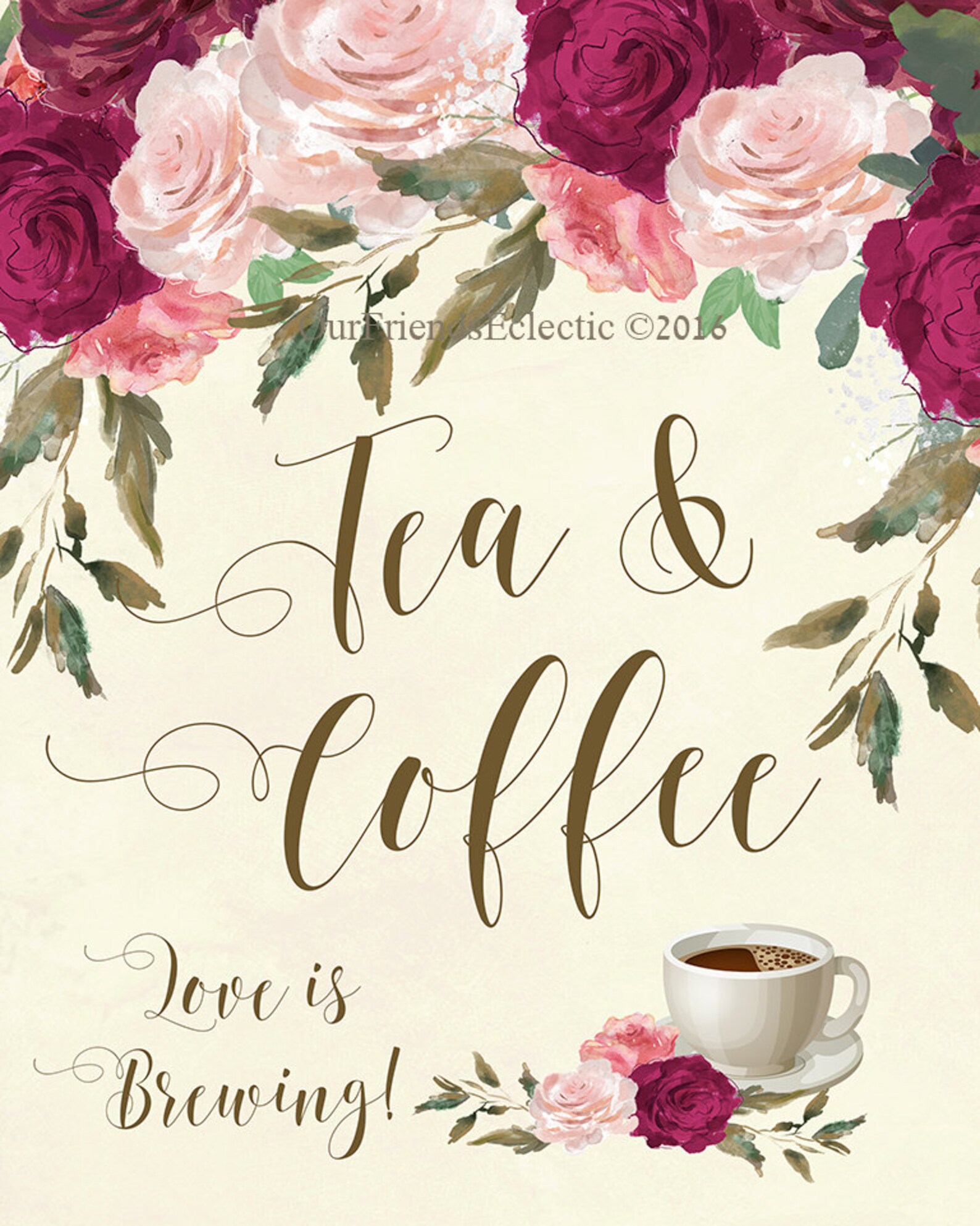 Tea and Coffee Sign Printable Tea Coffee Sign Digital Tea - Etsy UK