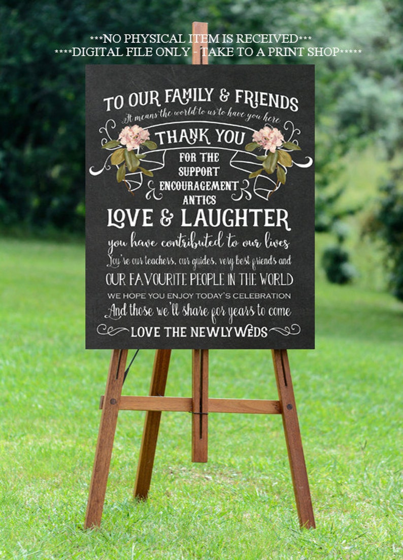 Chalkboard Wedding Sign Thank You Wedding Sign Chalkboard Etsy UK