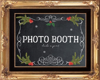photo booth sign, strike a pose sign, christmas wedding sign, holiday wedding sign, chalkboard wedding sign, printable wedding sign, 8x10